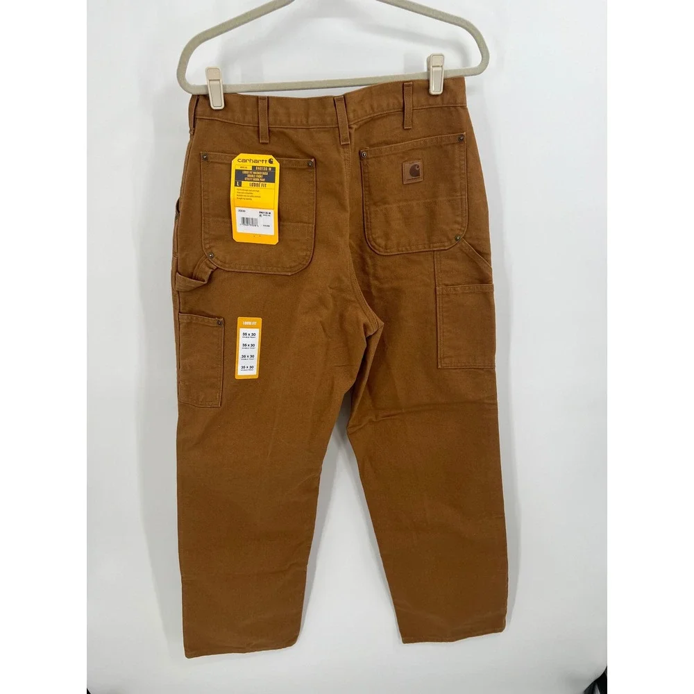 Carhartt B136 BRN NWT Made in USA Double Front Duck Work Pants Men's 35x30